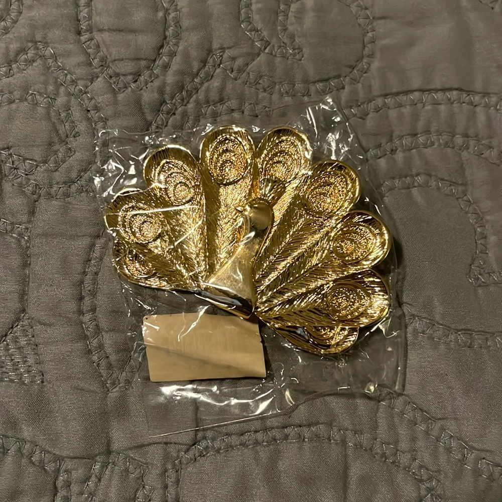 Gold Tone Peacock Large Brooch or Pendant